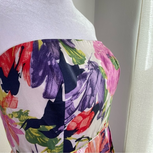 J. CREW 100% Silk Ella Garden Floral Sheath Lined Strapless Mini Dress Women's 4 - Picture 4 of 16